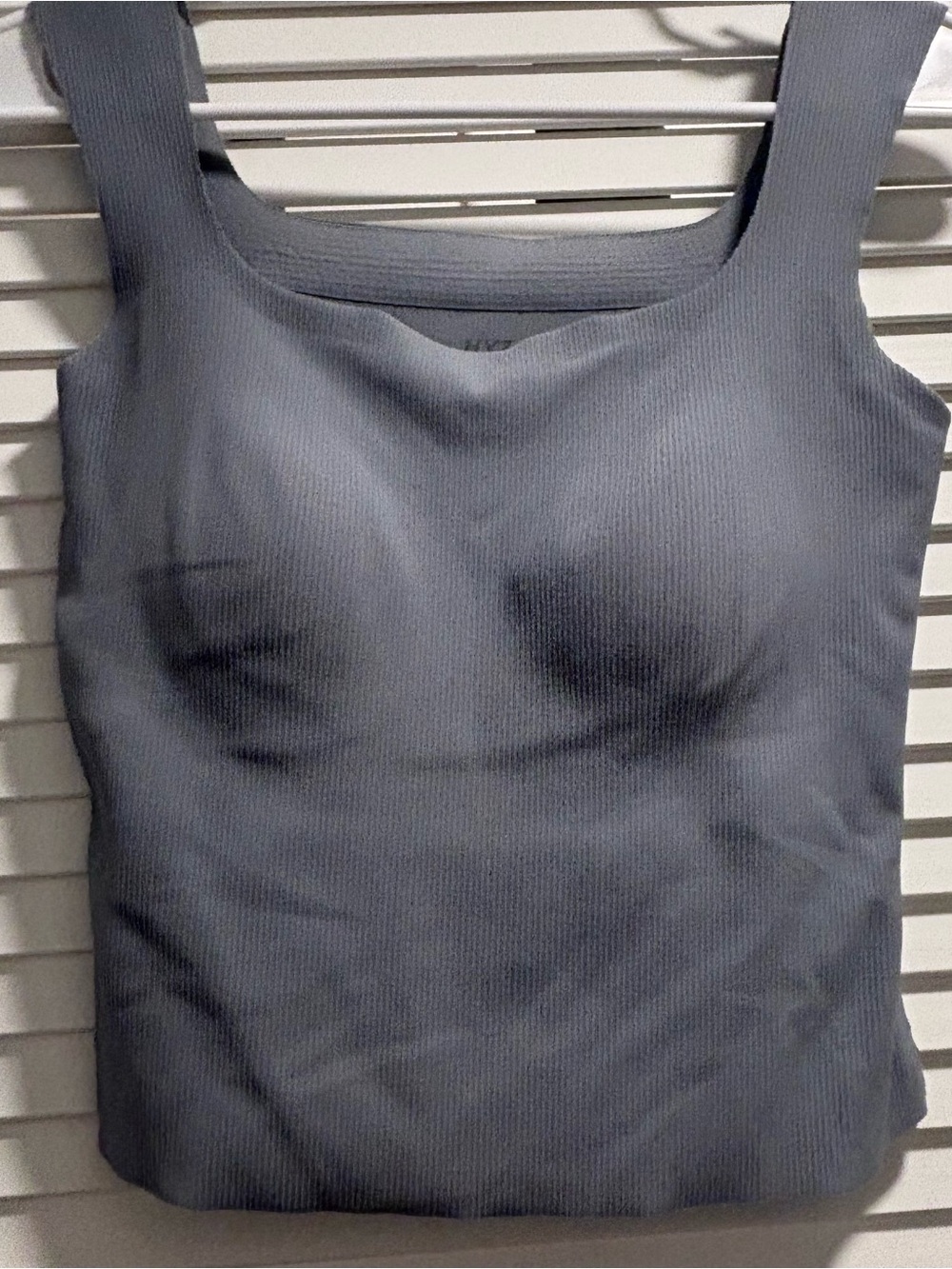 Ribbed Square-Neck Tank Top - Steel Blue